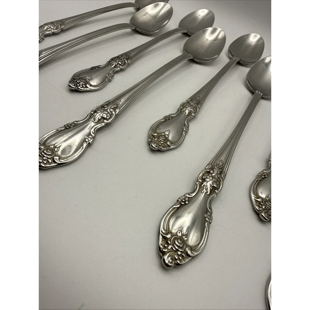 Oneida Louisiana Set of 8 ICED TEASPOONS  Community Stainless Flatware Tall
